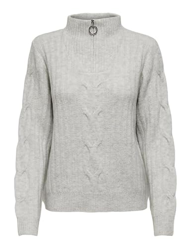 JdY Damen Jdyandrea L/S Zip Cable KNT Strickpullover, Super Light Grey Melange, M EU JdY Damen Jdyandrea L/S Zip Cable KNT Strickpullover, Super Light Grey Melange, M EU von JdY