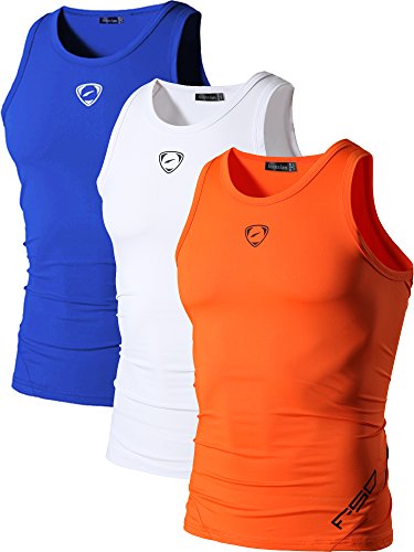 jeansian Herren Sportswear 3 Packs Sport Compression Tank Tops Vests Shirt LSL3306 PackE L von jeansian