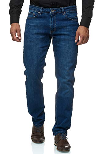 JEEL Herren-Jeans - Regular-Fit Straight-Cut - Stretch - Jeans-Hose Basic Washed 03-blau 30W / 32L von JEEL