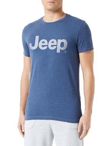 JEEP Herren J Großer Aufdruck J23W T-Shirt, Blau-Melange, XL von Jeep