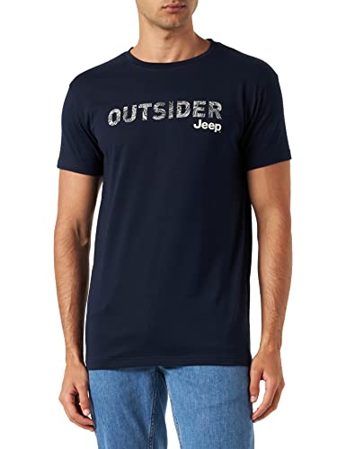 JEEP Herren J Outsider-Großer Aufdruck Karte J23S T-Shirt, Night Blue/Almond, XXL von Jeep