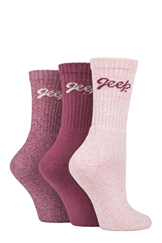 Jeep Damen Gepolstert Fuß Baumwolle Stiefel Socken Packung 3 Rose/Sahne 37-42 von Jeep