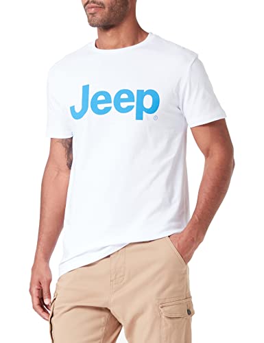 JEEP Herren J Großer Aufdruck J23S T-Shirt, White/Pacific Blue, Medium von Jeep