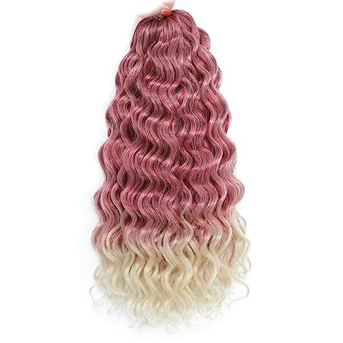 Ocean Wave Flechten Haarverlängerungen Tiefes Gewelltes Twist Häkelhaar Synthetische Afro Lockige Hawaii Ombre Rosa Häkelzöpfe Für Frauen von Jegsnoe