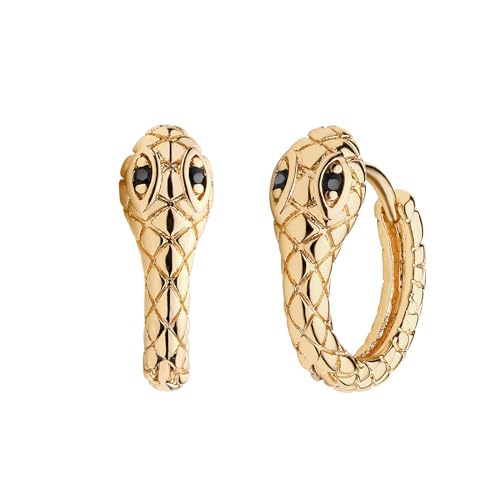 Jenosy Ohrringe Damen Gold Ohrringe Schlangen Zarte Schlangen Creolen Ohrringe Modische Leichte Knorpel Huggie Hypoallergene Ohrringe 18K Vergoldet Damen Modeschmuck für Frauen und Mädchen von Jenosy