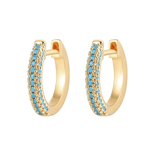 Jenosy Ohrringe Damen Gold Ohrringe Damen mit Grün Zirkonia Zarte Grün Ohrringe Creolen Modische Leichte Knorpel Huggie Hypoallergene Ohrringe 18K Vergoldet Modeschmuck für Frauen und Mädchen von Jenosy