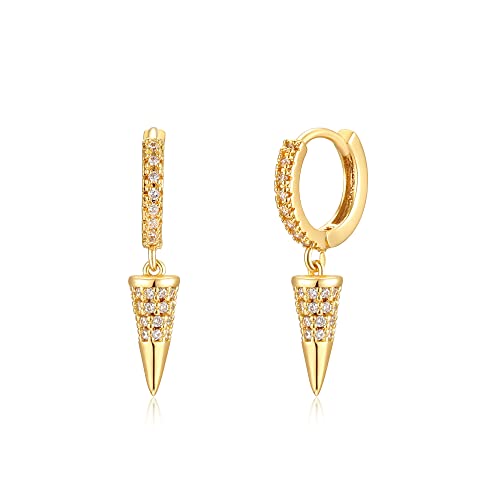 Jenosy Ohrringe Damen Spike Ohrringe Hängend Zarte Spike Ohrringe Gold Modische Creolen mit Spike Anhänger Hypoallergene Ohrringe Vergoldet Damen Modeschmuck für Frauen und Mädchen von Jenosy