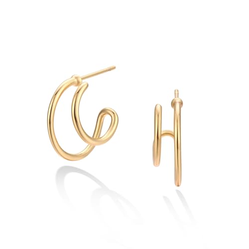 Jenosy 14K Vergoldete Ohrringe Gold Hoop Offene C Form Dicke Unendlichkeit Hypoallergene Schmuck Geschenk für Frauen von Jenosy