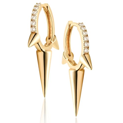Jenosy 18K Vergoldet Huggie Ohrringe Damen Gold mit Leuchtenden Kubischen Zriconia Geometrie Perlen Stern Ohrringe für Frauen und Mädchen von Jenosy
