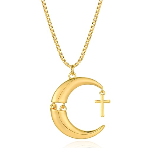 Jenosy 18K Vergoldete Damen Kette Gold Personalisierte Kette Damen Zarte Halskette für Frauen und Mädchen (Kreuz) von Jenosy