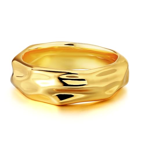 Jenosy 18K Vergoldete Ring Gold Damen Chunky Personalisierte Ringe Frauen Gold Hypoallergene Ring für Mädchen Size 8 von Jenosy