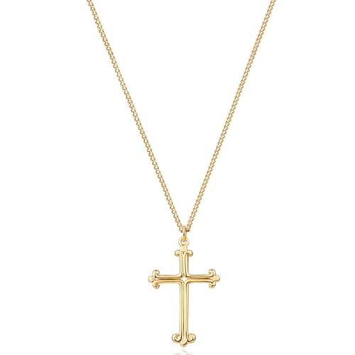 Jenosy Kette Damen Gold Kreuz Kette Gold Damen Personalisierte Kette mit Kreuz Zarte Halskette mit Kreuz Anhänger Damen Hypoallergene 18K Vergoldete Kette Modeschmuck für Frauen und Mädchen von Jenosy