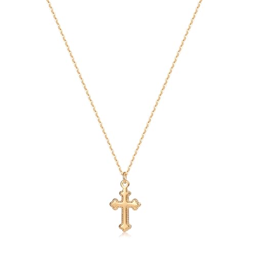 Jenosy Kette Damen Gold Kreuz Kette Gold Damen Personalisierte Kette mit Kreuz Zarte Halskette mit Kreuz Anhänger Damen Hypoallergene 18K Vergoldete Kette Modeschmuck für Frauen und Mädchen von Jenosy