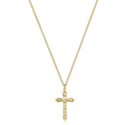 Jenosy Kette Damen Gold Kreuz Kette mit Löcher Personalisierte Kette mit Kreuz Zarte Halskette mit Kreuz Anhänger Damen Hypoallergene 18K Vergoldete Kette Modeschmuck für Frauen und Mädchen von Jenosy