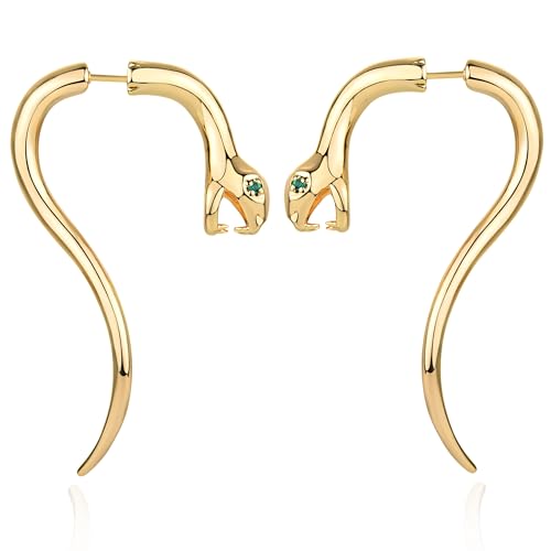 Jenosy Schlange Goldene Ohrringe Damen 18K Vergoldete Boho Schlange Ohrstecker Hypoallergene Schmuck Geschenk für Frauen von Jenosy