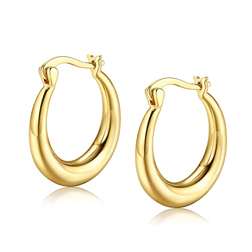 JeryWe Creolen Ohrringe für Damen Mädchen 18K vergoldete klobige Goldcreolen Ohrringe 925 Silber Ohrringe Stecker leicht Hohle Tropfenohrringe Hypoallergen Creolen Ohrringe Modeschmuck STYLE B von JeryWe