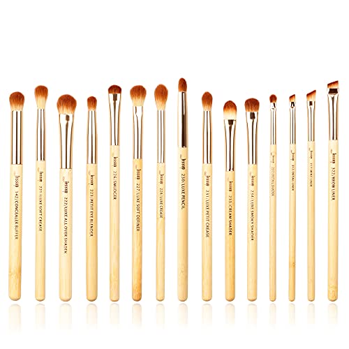 Jessup Pinselset Augenpinsel Bambus Makeup Pinsel Set Lidschattenpinsel Augenpinselset Makeup Brushes Schminkpinsel Kosmetikpinsel Lidschatten Concealer Eyeliner Puder Synthetische Haare 15 Stück T137 von Jessup