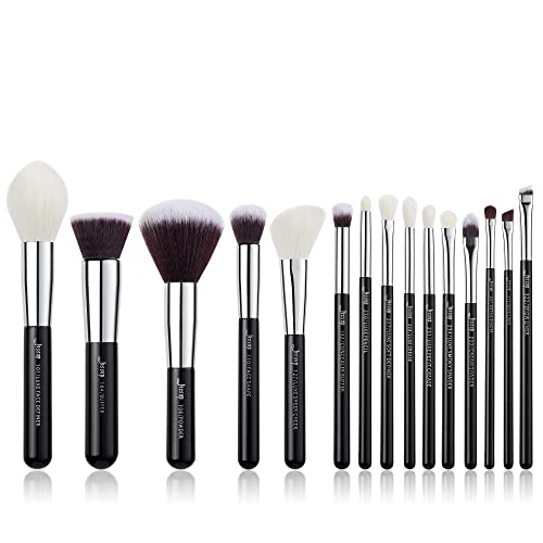 Jessup Beauty Make-up Pinsel Set Kosmetik Schmink 15 Stück Augen Gesicht Brush Lidschatten Foundation Puder Schwarz Silber T180 von Jessup