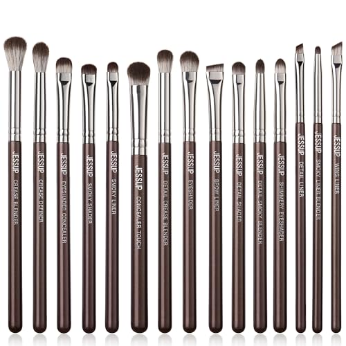 Jessup Pinselset Makeup Pinsel Set Augen Make up Pinsel Set professionell 15-teilig Augenpinsel Set brauner Lidschattenpinsel Augenbrauen Concealer Eyeliner Blenderpinsel T499 von Jessup