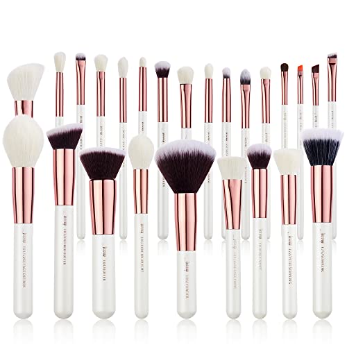 Jessup Make Up Pinsel Set 25 Stück Schmink Kosmetik Bürsten Professionelle Brushes Augen Gesicht Lidschatten Puder Synthetische Natürliche Haare Weiß T215 von Jessup