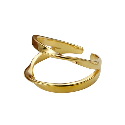 Jesuky Damen Ring, Silber Ringe 925 Doppelte Lagen Gedreht Einfach Verlobungsring Silber 3 Gr Verstellbar Ring Gold Für Damen Geburtstag Valentinstag Geschenck von Jesuky