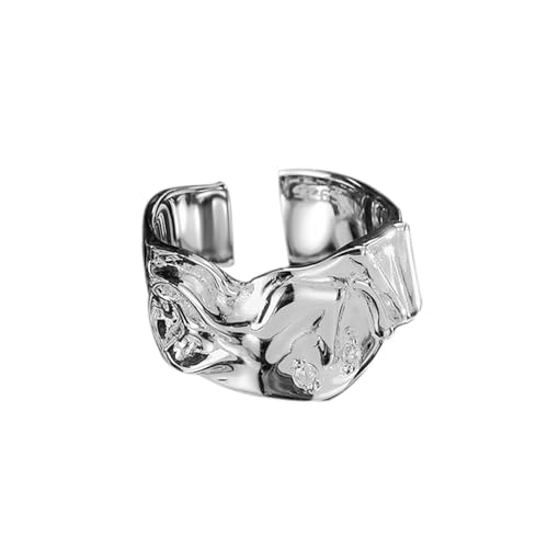 Jesuky Damen Ring, Silber Ringe 925 Geschliffene Falten Zarter Luxus Silber Ringe 925 Frauen 6.6 Gr Verstellbar Ring Gold Für Damen Geburtstag Valentinstag Geschenck von Jesuky