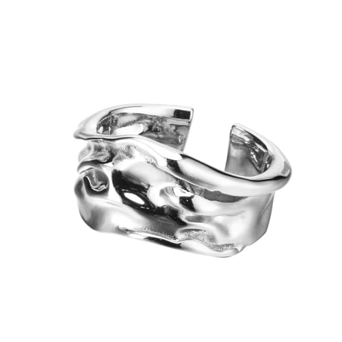 Jesuky Damen Ring, Silber Ringe 925 Glänzende Plissierte Hohle Persönlichkeit Punk Ring Damen 8.2 Gr Verstellbar Ring Gold Für Damen Geburtstag Valentinstag Geschenck von Jesuky