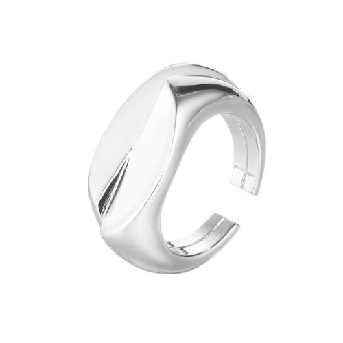 Jesuky Damen Ring, Silber Ringe 925 Glatte Und Einfache Schnittmuster Ringe Vergoldet 7 Gr Verstellbar Ring Gold Für Damen Geburtstag Valentinstag Geschenck von Jesuky