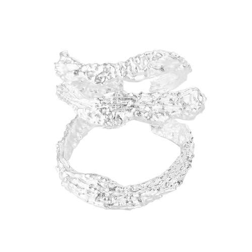 Jesuky Damen Ring, Silber Ringe 925 Mehrlagige Unregelmäßige Textur Zart Silver Rings Women 925 7.3 Gr Verstellbar Ring Gold Für Damen Geburtstag Valentinstag Geschenck von Jesuky