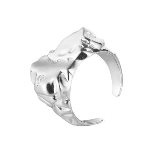 Jesuky Damen Ring, Silber Ringe 925 Polierte Unregelmäßige Textur Ringe Silber Damen 11.7 Gr Verstellbar Ring Gold Für Damen Geburtstag Valentinstag Geschenck von Jesuky