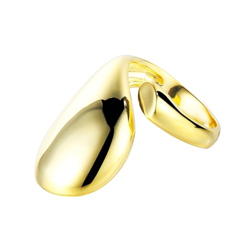 Jesuky Damen Ring, Silber Ringe 925 Polierter Breiter Teardrop-Ring Mit Einfacher Eleganz Gold Rings 9.6 Gr Verstellbar Ring Gold Für Damen Geburtstag Valentinstag Geschenck von Jesuky