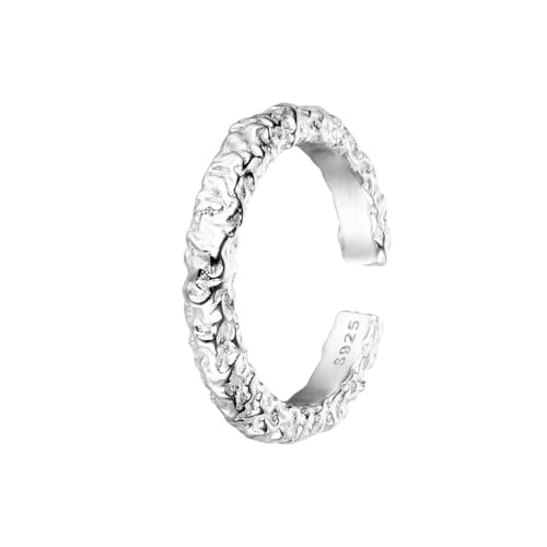 Jesuky Damen Ring, Silber Ringe 925 Unregelmäßig Plissierter Einfacher Dünner Ring Ehering 4.3 Gr Verstellbar Ring Gold Für Damen Geburtstag Valentinstag Geschenck von Jesuky