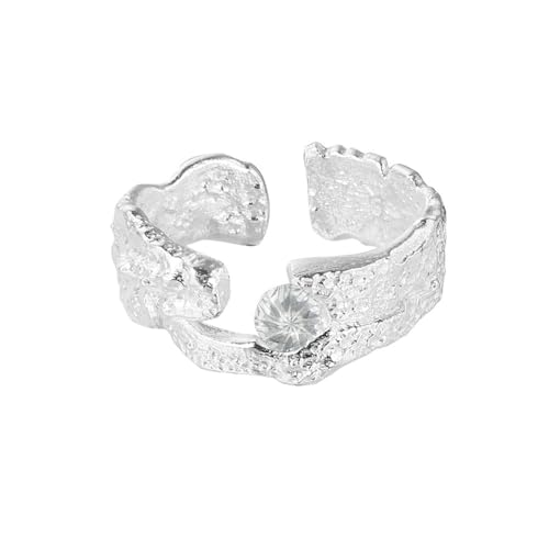 Jesuky Damen Ring, Silber Ringe 925 Unregelmäßige Textur Gebrochene Persönlichkeit Rings Gold 4.4 Gr Verstellbar Ring Gold Für Damen Geburtstag Valentinstag Geschenck von Jesuky