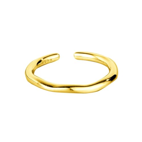 Jesuky Damen Ring, Silber Ringe 925 Unregelmäßiger Dünner Ring Einfach Gold Ringe Frauen 1.7 Gr Verstellbar Ring Gold Für Damen Geburtstag Valentinstag Geschenck von Jesuky