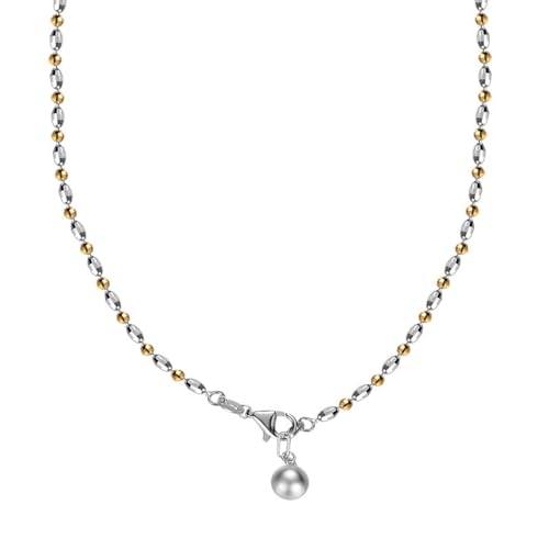 Jesuky Halskette Damen, Silber Kette Perlenanhänger Spleißperlenkette Silberkette Damen 925 Ball Kette Damenkette Silber 925 Silber Gold Für Damen Geburtstag Valentinstag Geschenck von Jesuky