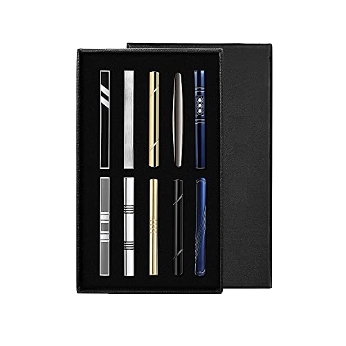 JeweBella 10/12 Stück Krawattenklammer Manschettenknöpfe Herren Klassischer Business-Stil Krawattennadel Manschettenknöpfe Silber Gold Schwarz Set Hochzeit Festival Geschenk Box Set von JeweBella