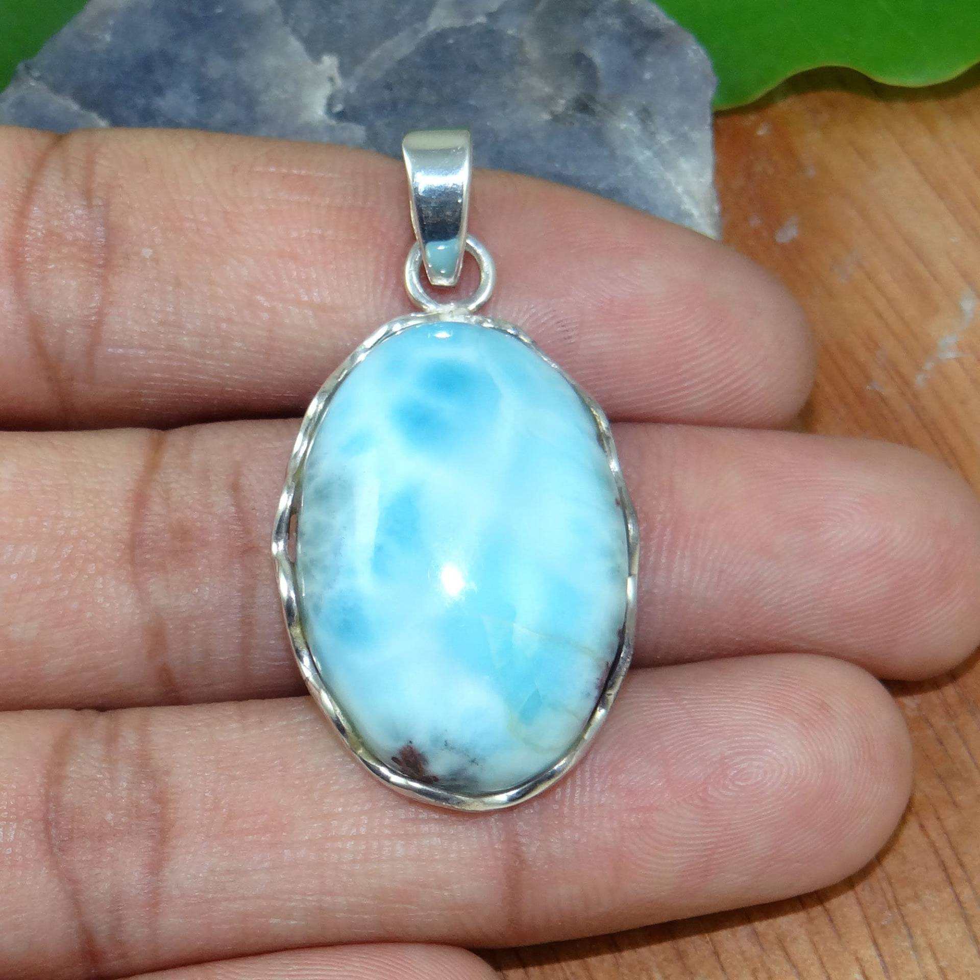 Echter Larimar Anhänger, Einzigartiger Designer Für Sie, Massiver 925 Silber Halskette, Für Sie L71404 von Jewellery4All