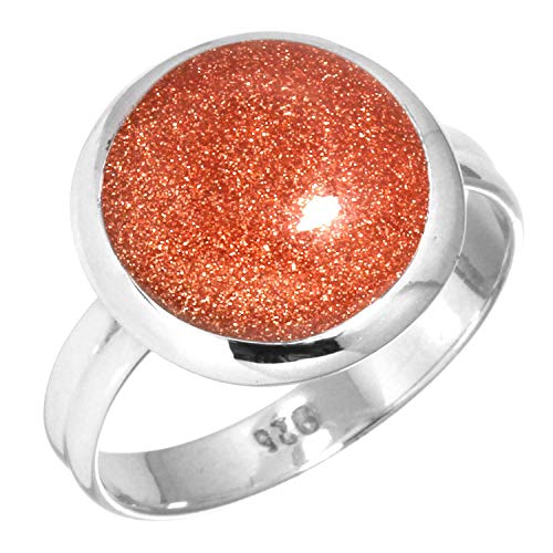 Jeweloporium 925 Sterling Silber Ringe für Damen Größe 59(18.8) Braun Goldener Sonnenstein Edelstein Jahrgang Silber Ringe Muttertag Geschenk Solitär Schmuck von Jeweloporium