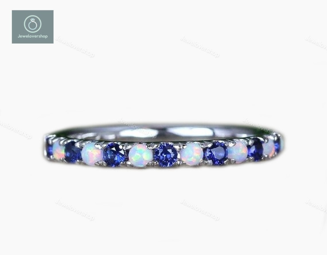 Natürlicher Opal & Tansanit Ring, 14K Gold Verlobungsring, Geburtsstein Jahrestag Geschenk Ring Für Frauen von Jewelovershop