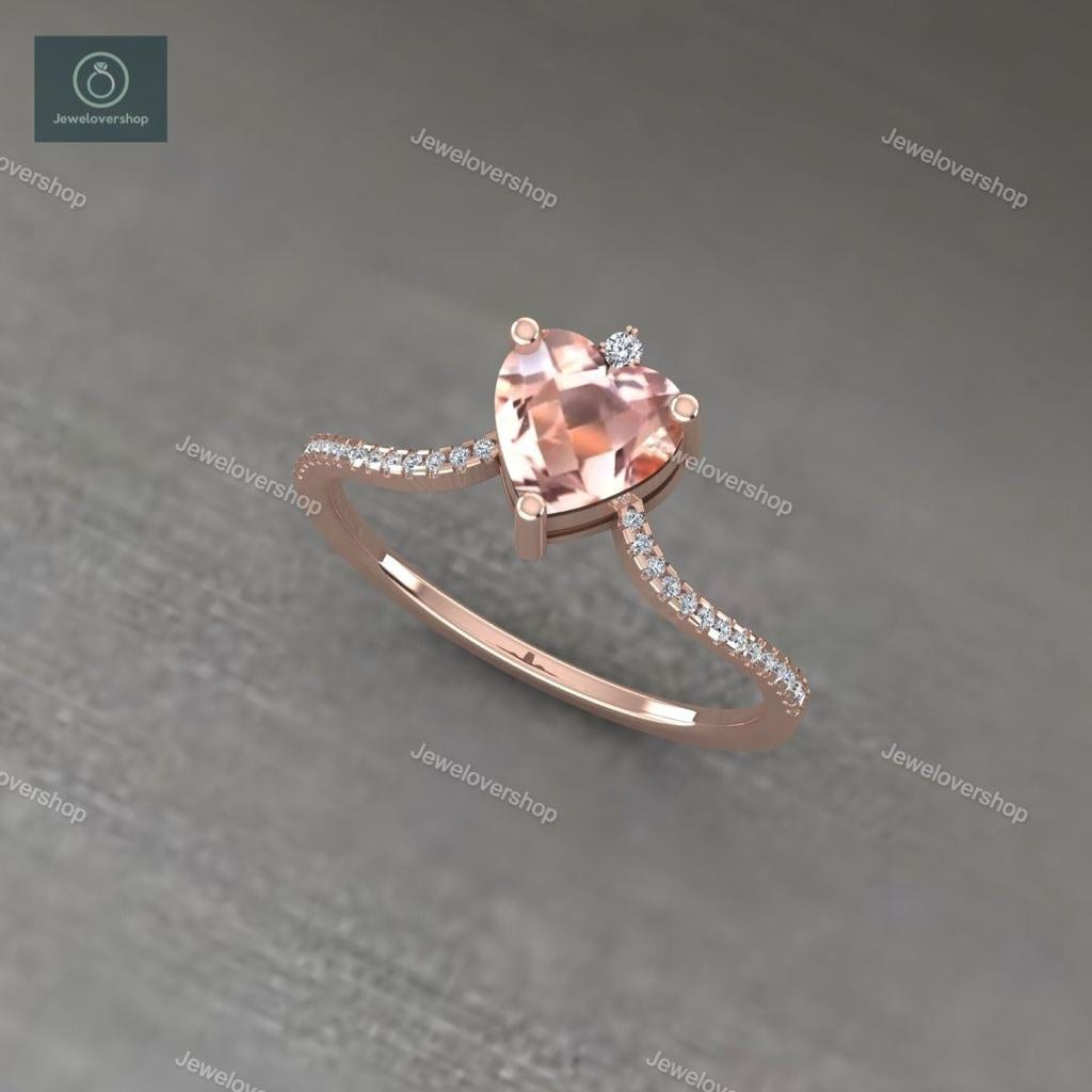 Personalisierter Geburtsstein Ring, Morganit Minimalist Rosegold Schmuck, Brautjungfern Geschenk Frauen, Geschenke Für Sie von Jewelovershop