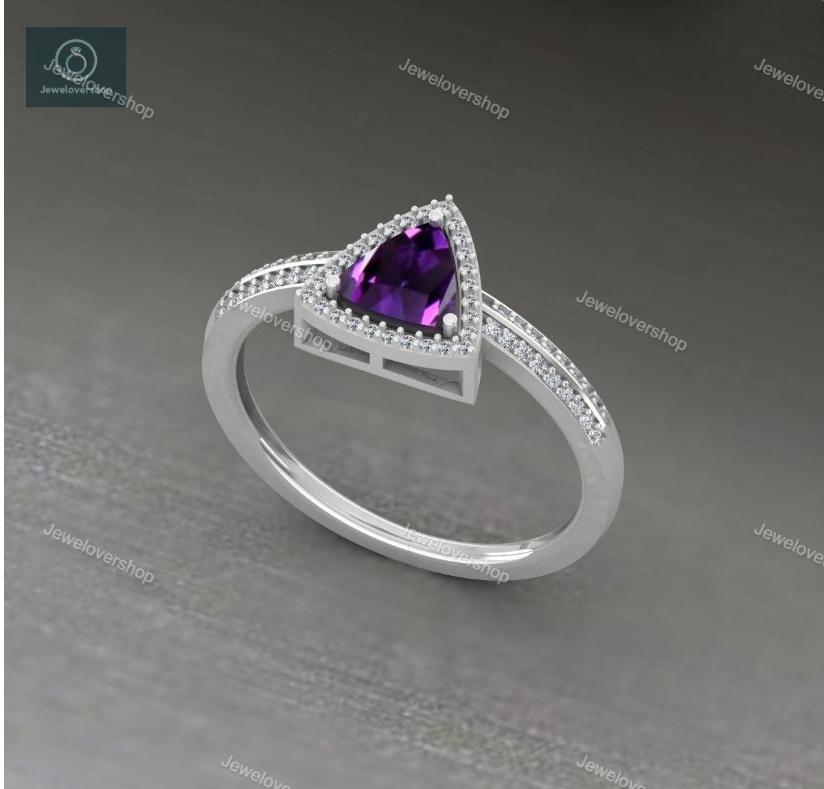 Zierliche Amethyst Verlobungsring Sterling Silber Ring Geburtsstein Versprechen Kristall Vintage Frauen Gold von Jewelovershop