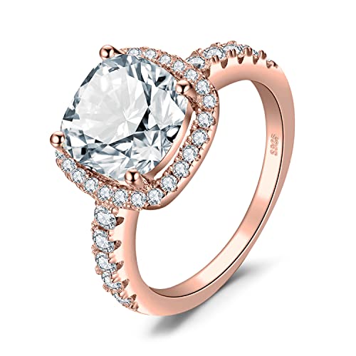 JewelryPalace 3ct Zirkonia Verlobungsring Eheringe Promise Verlobung Ring Silber 925 Damen, Silberringe Trauringe Vorsteckring Hochzeitsringe Antragsring Entouragering Ringe, Damen Schmuck Rosegold 57 von JewelryPalace