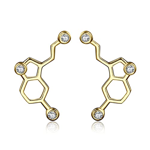 JewelryPalace Dopamine Serotonin Molecule 0.2ct Zirkonia Ohrstecker 925 Sterling Silber Vergoldet von JewelryPalace