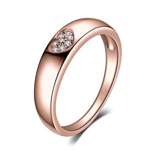 JewelryPalace Herz Liebe Verlobungsring Eheringe Ring Silber 925 Damen, Zirkonia Silberringe Trauringe Vorsteckring Hochzeitsringe Memoirering Ewigkeitsring Band Ringe Set, Damen Schmuck Rosegold 53 von JewelryPalace