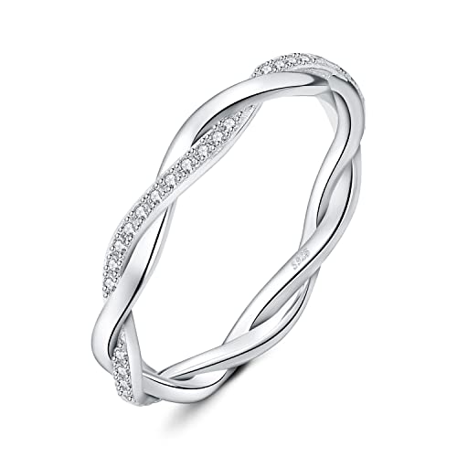 JewelryPalace Infinity Seil Verdrehter Moissanite Band Ring Damen, Unendlichkeit Hochzeitsringe Damenring Silber 925 Trauringe Eheringe für Frauen, Vorsteckring Stapelring Ring Bandring Schmal 59 von JewelryPalace