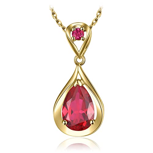 JewelryPalace Infinity Tropfen 4ct Erstellt Rubin Kette Anhänger 45CM, Unendlichkeit Rot Schmuck Set, Halskette Silber 925 Collier Damen Ketten Edelstein Mädchen, Schmuck mit Stein Frauen Vergoldet von JewelryPalace