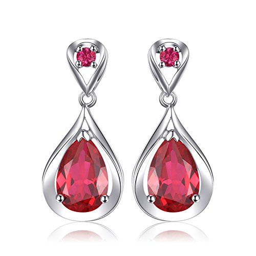 JewelryPalace Infinity Tropfen 8.8ct Erstellt Rubin Ohrhänger Ohrstecker Silber 925 Damen, Rot Schmuck Set, Ohrringe Silber Unendlichkeit Edelstein Mädchen, Modeschmuck mit stein, Geschenk für Frauen von JewelryPalace