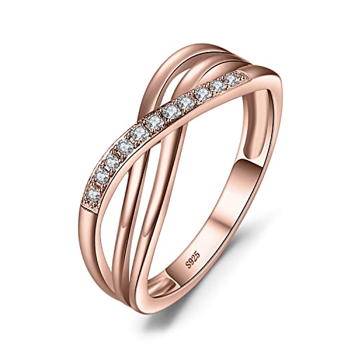 JewelryPalace Infinity Wickelring Verlobungsring Unendlichkeit Promise Eheringe Ring Silber 925 Damen, Zirkonia Silberringe Trauringe Hochzeitsringe Antragsring Ringe, Damen Schmuck Rosegold 55 von JewelryPalace