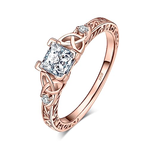 JewelryPalace Keltischer Vintage Zirkonia Verlobungsring Promise Ring Silber 925 Damen, Silberringe Trauring Damenring Hochzeitsringe Antragsring Entouragering Ringe Frauen, Damen Schmuck Rosegold 59 von JewelryPalace