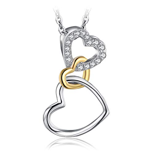 JewelryPalace Kette Liebe Herz Dreifach Verschlungene, Kette Silber Infinity Anhänger Vergoldet Zirkonia, Halskette Damen Silber 925 Collier 45CM, Halsketten Unendlichkeit für Frauen, Schmuck Mädchen von JewelryPalace